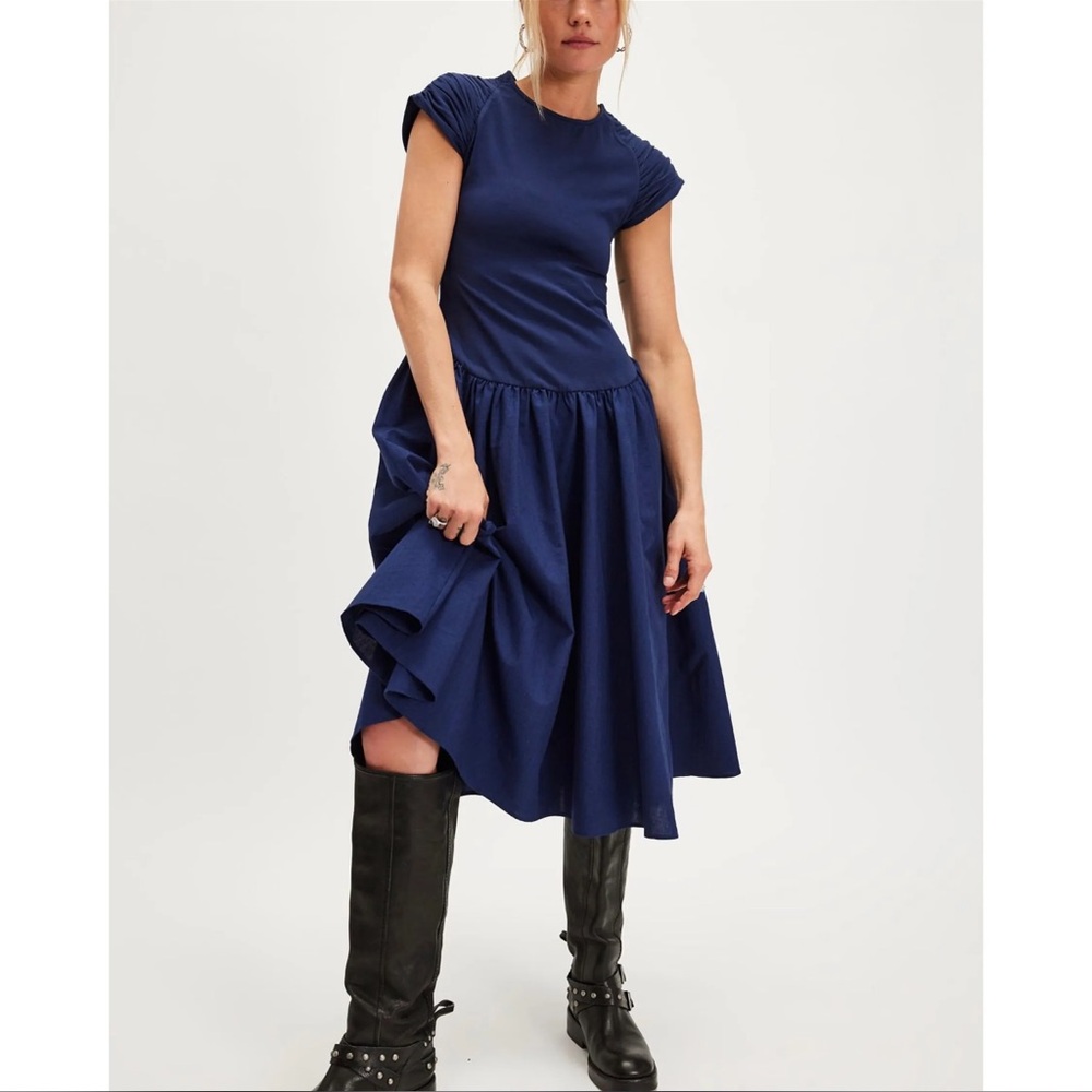 Free People Navy Midi Dress